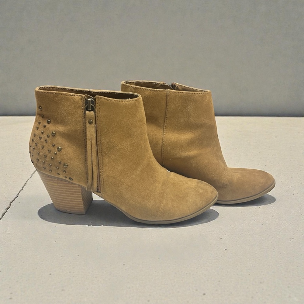 Express Tan Ankle Boots with Studded Detail